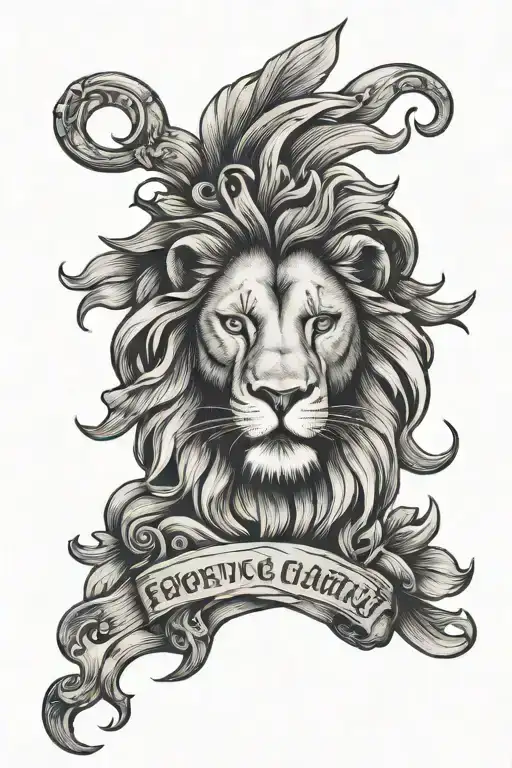 Lion Head With Saying Forever Grateful