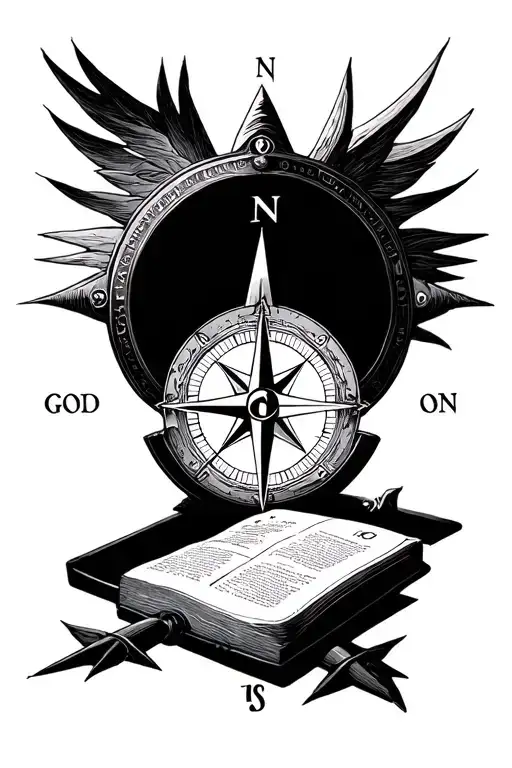 A Compass But At The Center Of The Compass Had A Bible And At The Place Where North Would Be Put God