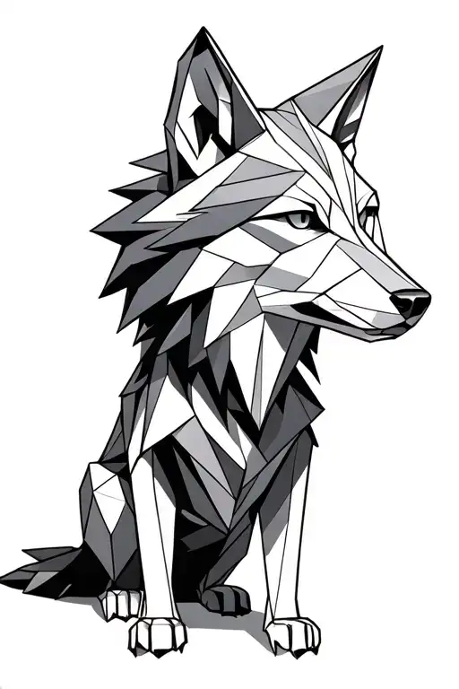 Origami Style Wolf In