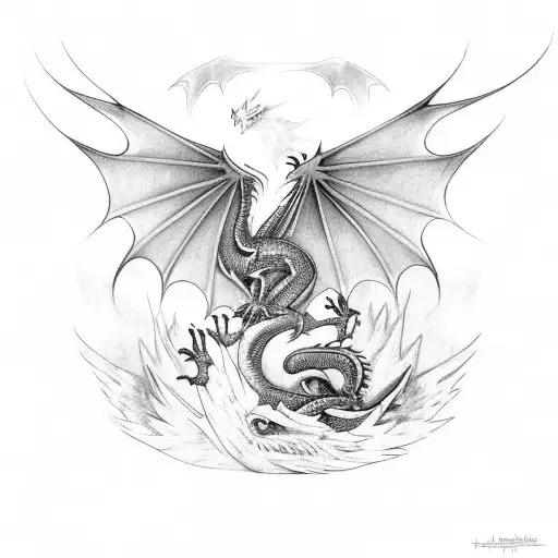 Dragon Fighting A Phoenix
