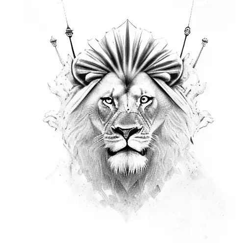 King On The Throne With Lion