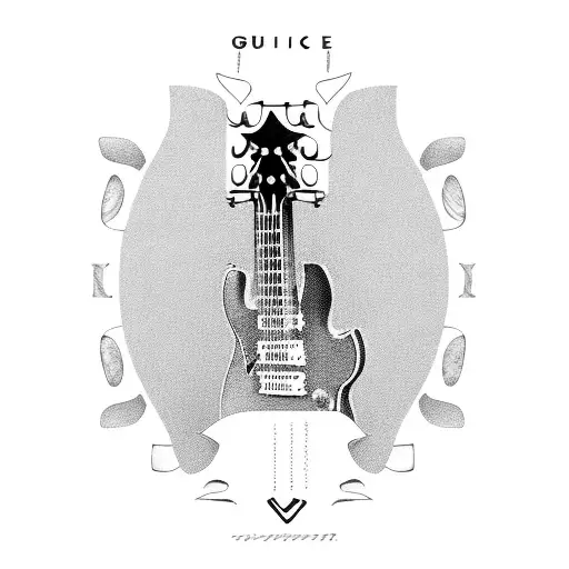 Guitar Outline Shape With Names