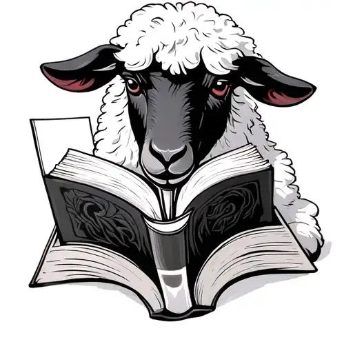 Black Sheep Reading A Book With A Glass Of Wine Glass