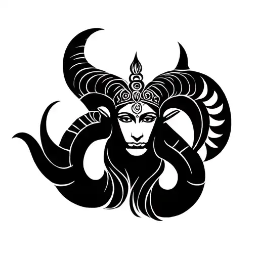 Lord Siva And Aries Zodiac Sign Intertwined