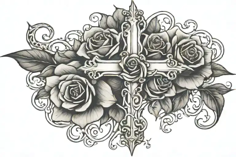Cross Tattoo Rose Honeysuckle Vine Miscarriage Symbol