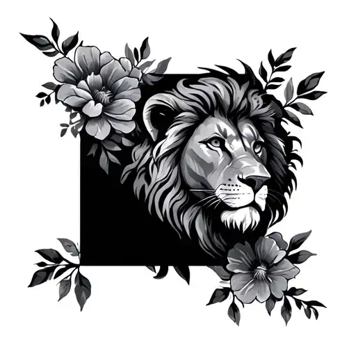 Lion And Flowers Wrapped