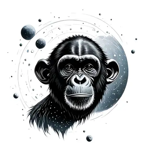 Chimp Face Floating Through Space