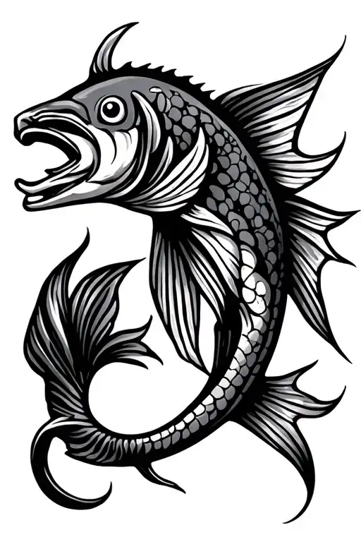 Zodiac Sign Aquarius Tribal Fish