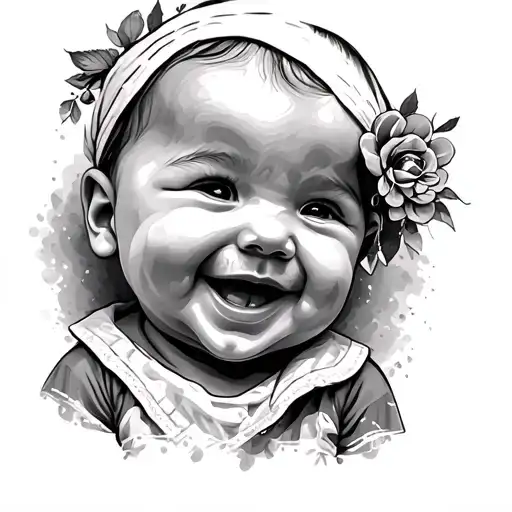Female Baby Face Smiling Face White Baby