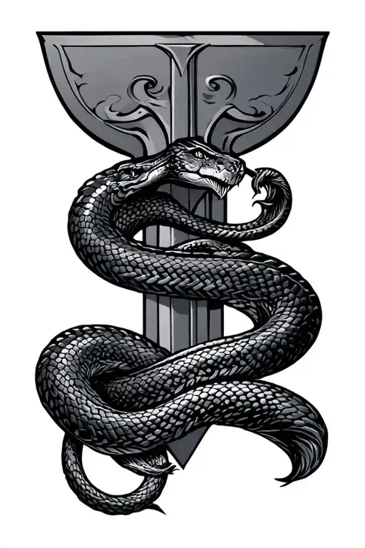 Snake Wrapping A Sword