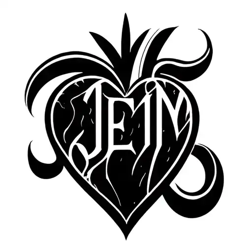 Initials Jem Heart Minimal 1 Line