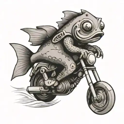 A Cute Fish Riding A Motorcycle