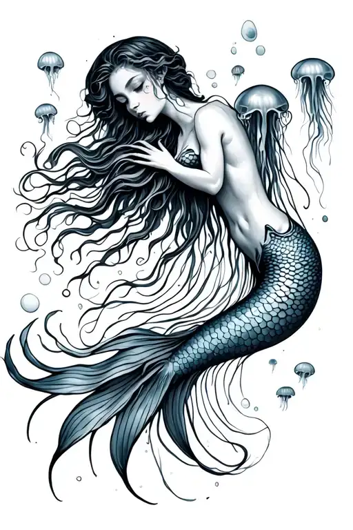 Mermaid Hug Jellyfish Floating