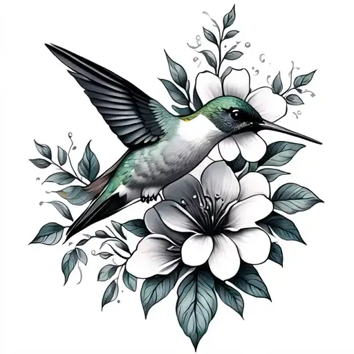 Hummingbird And Flowers