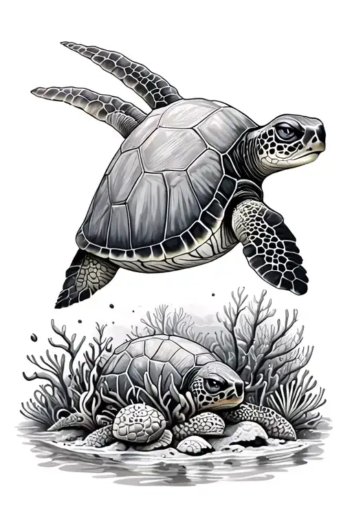 Sea Turtle On A Reef