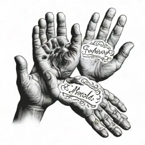 Baby Hand Prints With Name And Birthdate Below The Image