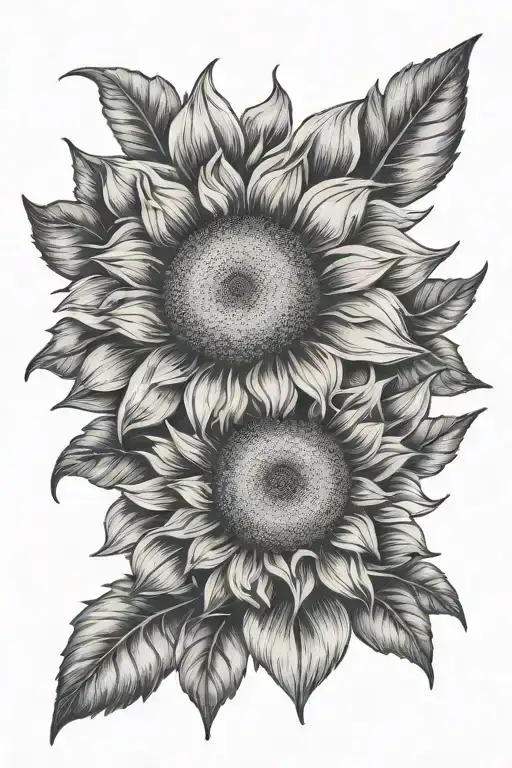 Sunflower Fineline Tattoo Featuring Iconic Symbols