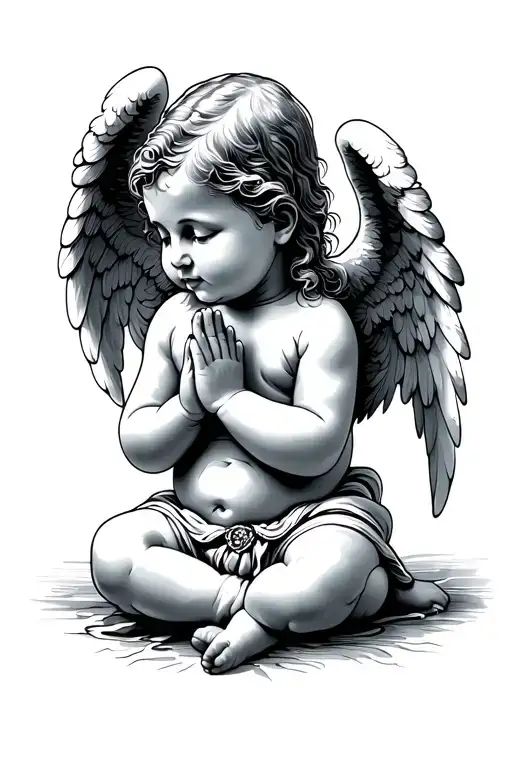 Praying Baby Angel Wings