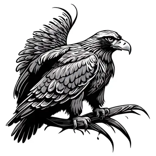 Aboriginal Art Design Featuring Eagle Perched