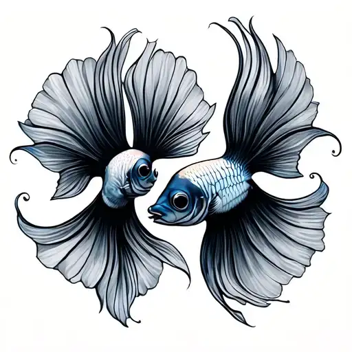 Two Colourful Guppies Swimming Around Each Other