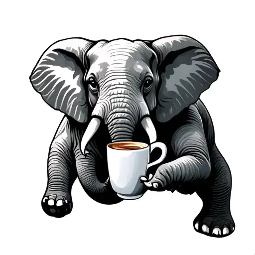 Elephant Drinking A Coffee Mug