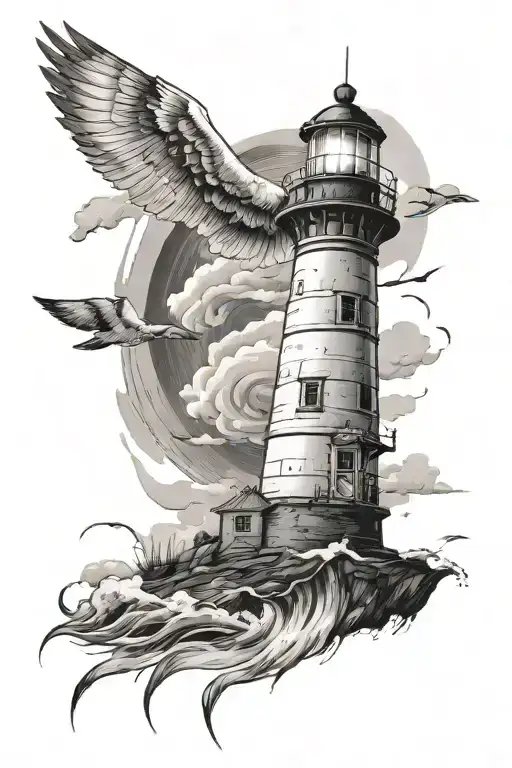 Lighthouse Standing Tall Amidst With Take Writing