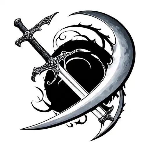 Sickle Scythe With Katana Sword