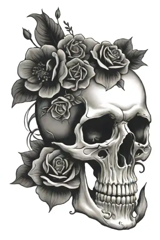 Faith With Skull And Flowers