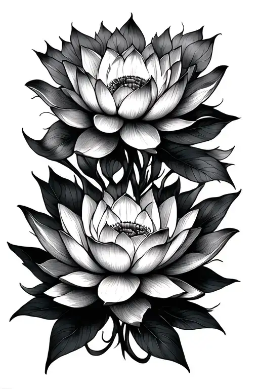 Lotus Flowers Connected Line