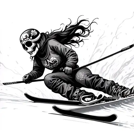 Day Of Dead Female Skier Gracefully Carving
