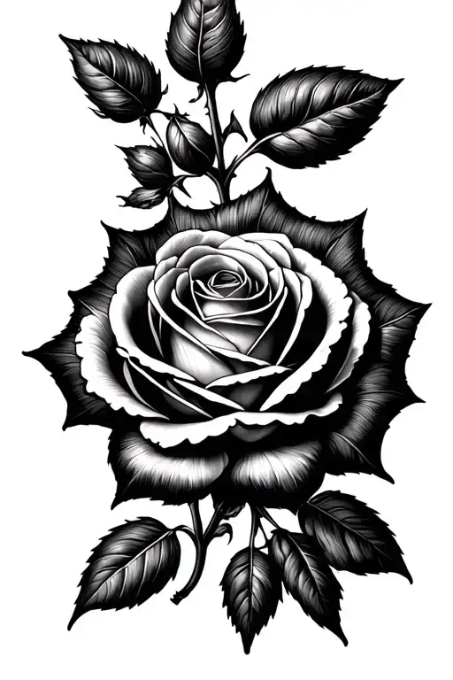 Rose Fine Line Drawing
