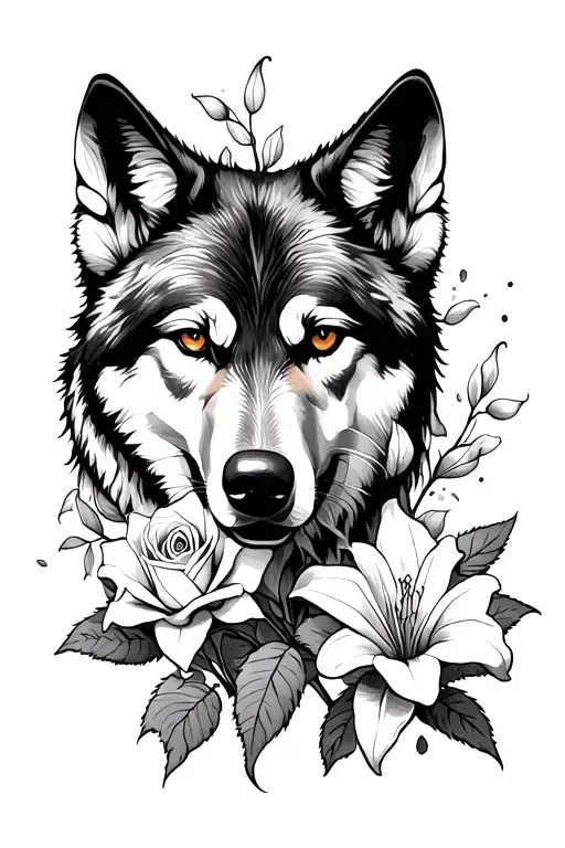 Roses And Lilys Wolf Elegant