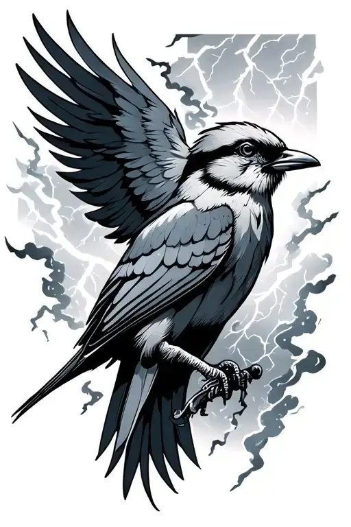 Bird With Lightning Storm