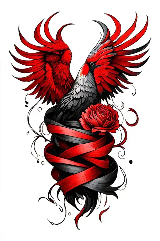 Two Chrysells Wrapped One Black One Red Tattoo Design