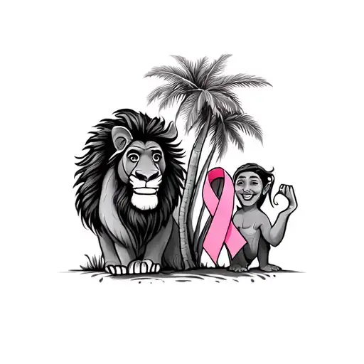 Hakuna Matata And Ohana With Breast Cancer Ribbon