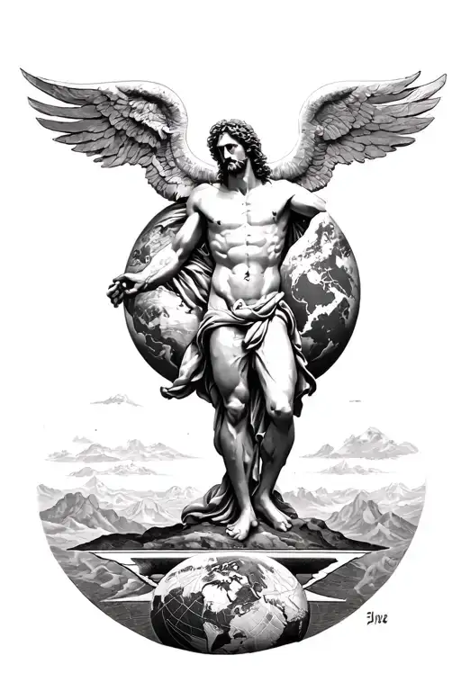 Vitruvian Man Atlas Carrying The World