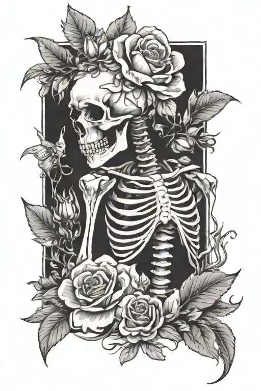 Skeleton With Flowers