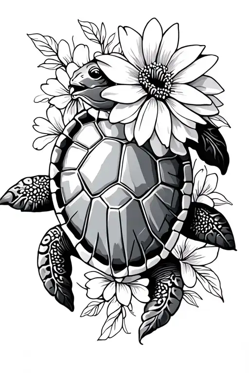 Turtle With Flowers