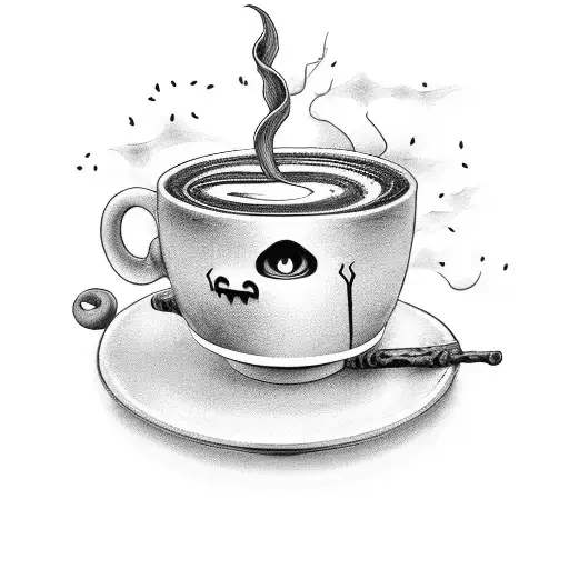 Books With Coffee Cup And A Spooky Background With Wizard Wand