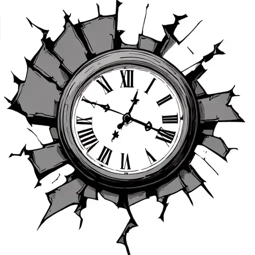 Half Broken Clock With Roman Numbers