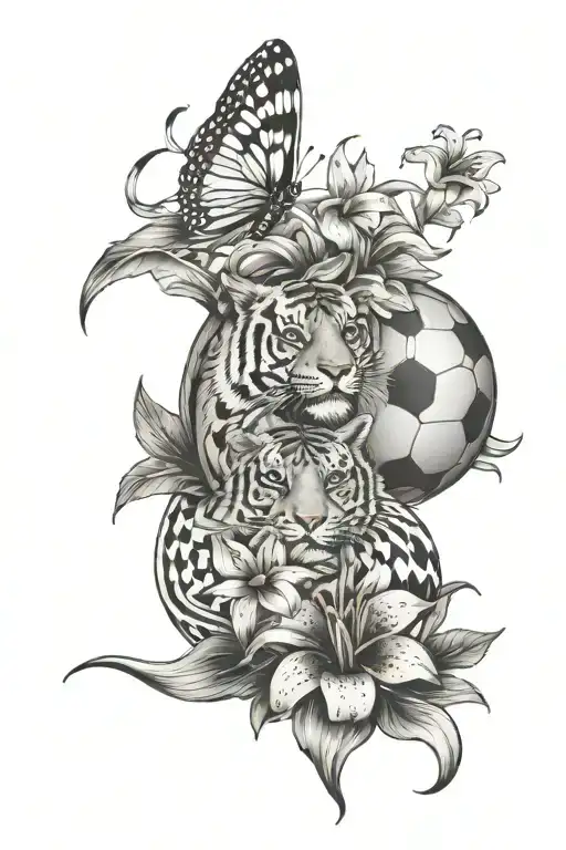 Tiger Lily Flowers With Small Basketball And Football With Autism Puzzle Piece Heart