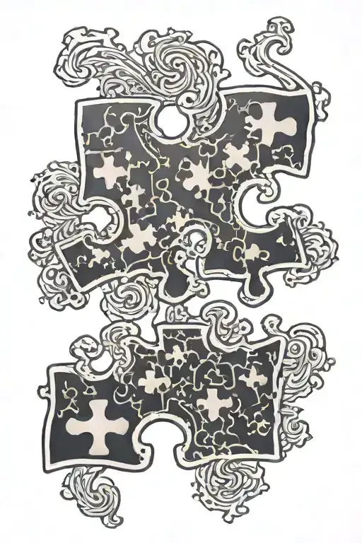 My Brothers Keeper Tattoo Black Autism Puzzle