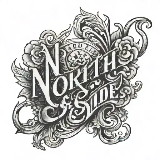 The Word North Side In The Style Of West Side