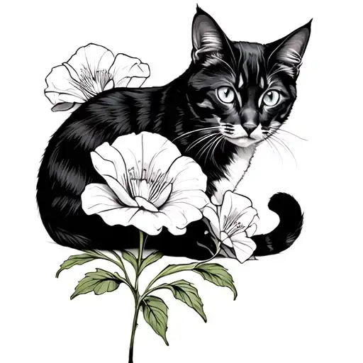 Sweet Pea Flower With My Cat Sitting