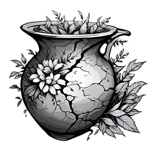 Aquarius Water Vase With A Crack That Has Nature Drawn In The Crack
