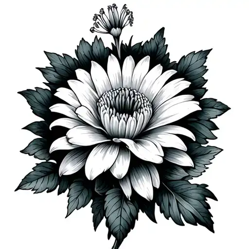 Larkspur Lily Next To Chrysanthemum Flower