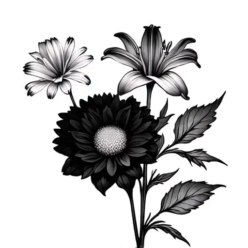 Larkspur Lily Next To Chrysanthemum Flower