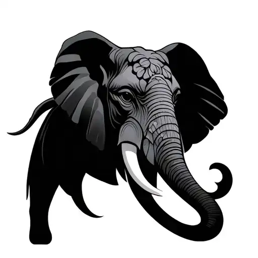 Floral Geometric Elephant Head