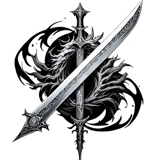 Sword With Mythical Creat One Black Florest
