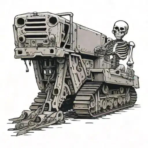 Marvin Heemeyer As A Skeleton Hanging Out Of The Killdozer